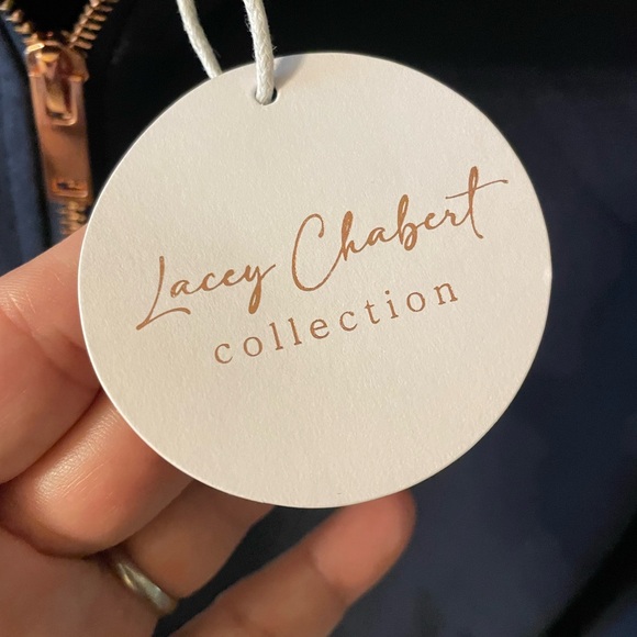 Lacey Chabert Navy Fleece Drawstring hooded Jacket - Picture 7 of 11